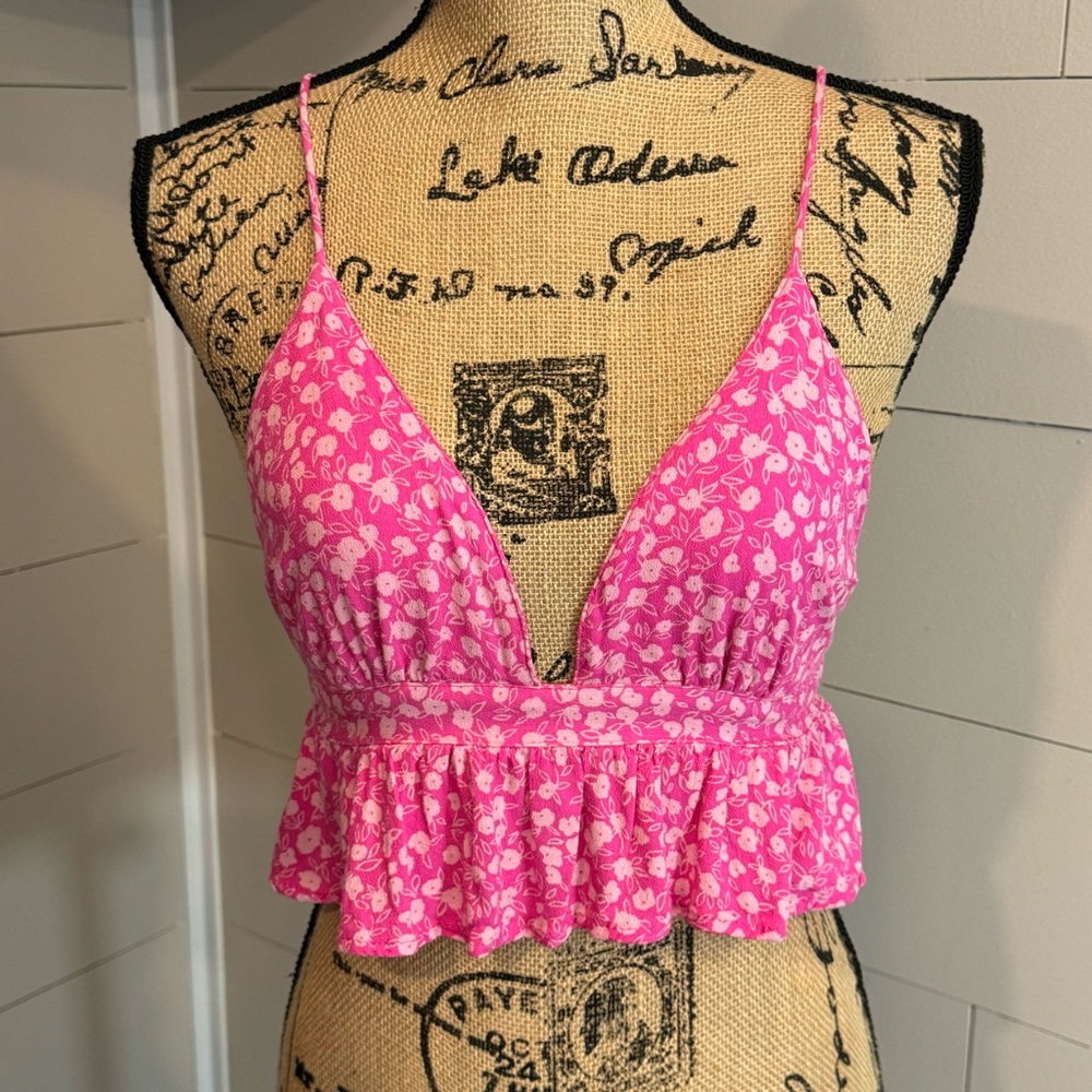 Isabelles Cabinet Tie Back Pink Crop Top